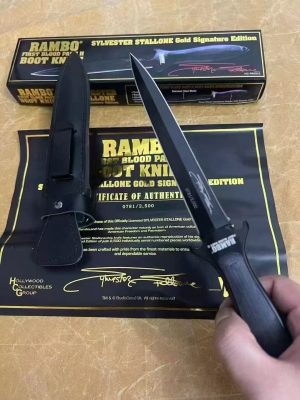 DE030 Rambo 5  Double-edged Knife ABS handle Leather Sheath