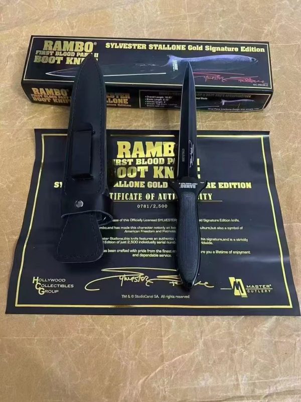 DE030 Rambo 5  Double-edged Knife ABS handle Leather Sheath