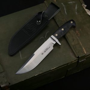 aaa1315425 (3) LS095 Hunter S Long Fixed Blade Knife Wooden Handle Leather Sheath