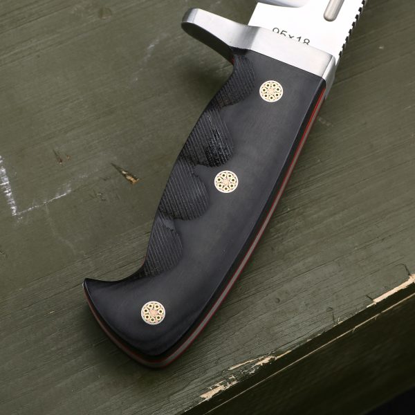 aaa1315425 (4) LS095 Hunter S Long Fixed Blade Knife Wooden Handle Leather Sheath