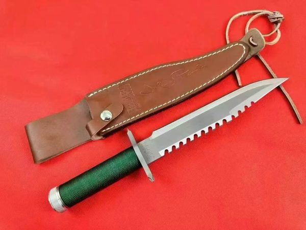 aaa14532 (2) LS092 Rambo 1Long Fixed Blade Knife Steel pipe handle Leather Sheath