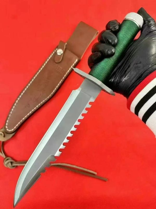 aaa14532 (4) LS092 Rambo 1Long Fixed Blade Knife Steel pipe handle Leather Sheath