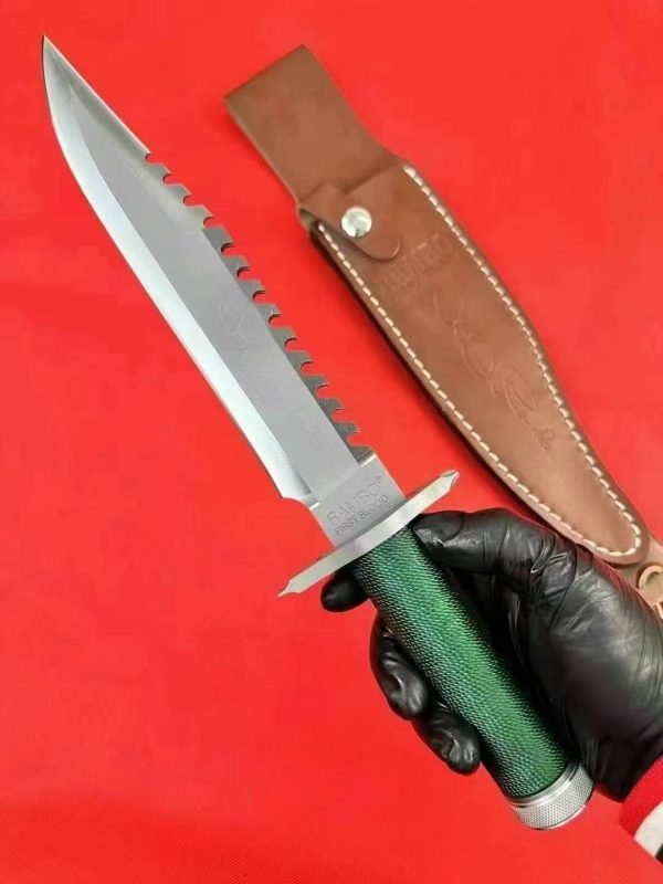 aaa14532 (6) LS092 Rambo 1Long Fixed Blade Knife Steel pipe handle Leather Sheath