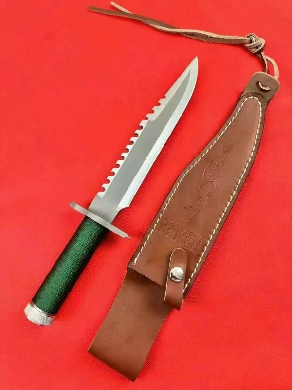 aaa14532 (7) LS092 Rambo 1Long Fixed Blade Knife Steel pipe handle Leather Sheath