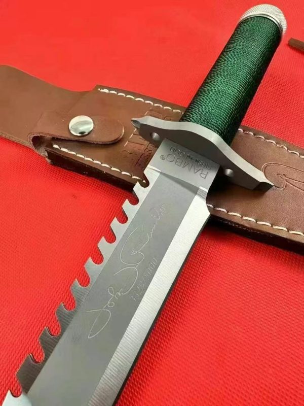 aaa14532 (9) LS092 Rambo 1Long Fixed Blade Knife Steel pipe handle Leather Sheath