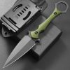 aaa2547 (1) DE026 C1292 (black/green/brown)Double-edged Knife G10 Handle K Scabbard