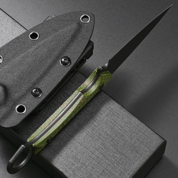 aaa2547 (4) DE026 C1292 (black/green/brown)Double-edged Knife G10 Handle K Scabbard