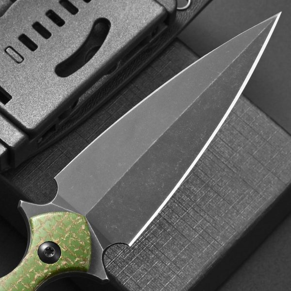 aaa2547 (7) DE026 C1292 (black/green/brown)Double-edged Knife G10 Handle K Scabbard