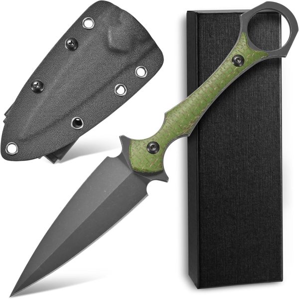 aaa2547 (8) DE026 C1292 (black/green/brown)Double-edged Knife G10 Handle K Scabbard
