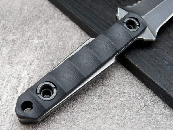 aaa313213 (1) DE025 C1290 straight knife (black/green)Double-edged Knife G10 Handle K Scabbard