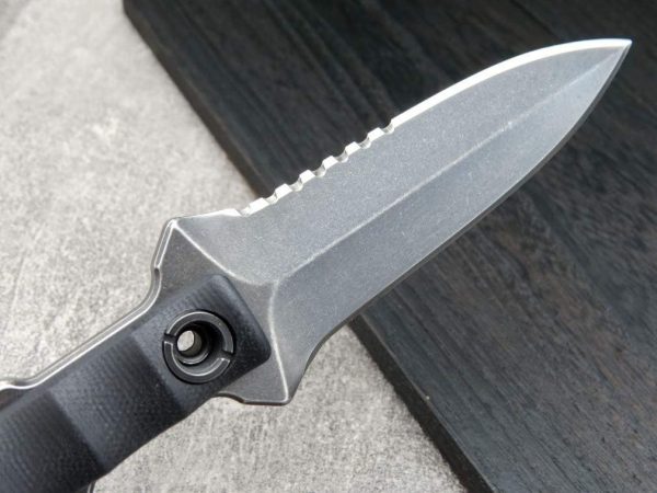 aaa313213 (5) DE025 C1290 straight knife (black/green)Double-edged Knife G10 Handle K Scabbard