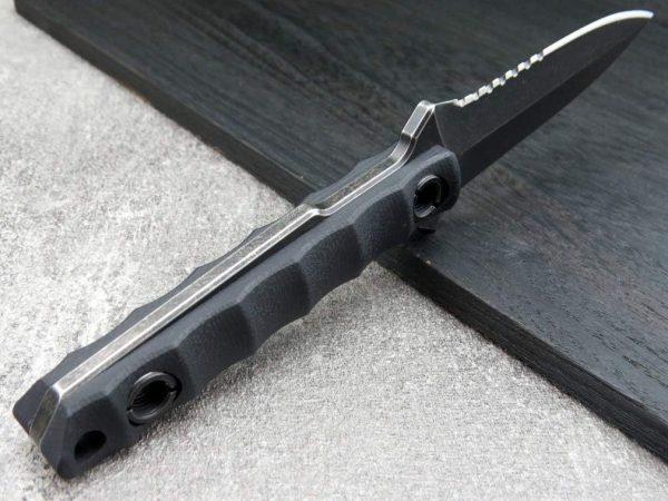 aaa313213 (9) DE025 C1290 straight knife (black/green)Double-edged Knife G10 Handle K Scabbard