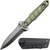 bbb1312321 (1) DE025 C1290 straight knife (black/green)Double-edged Knife G10 Handle K Scabbard