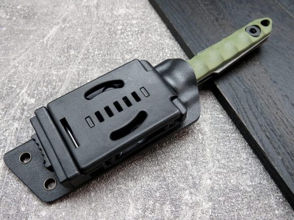 bbb1312321 (2) DE025 C1290 straight knife (black/green)Double-edged Knife G10 Handle K Scabbard