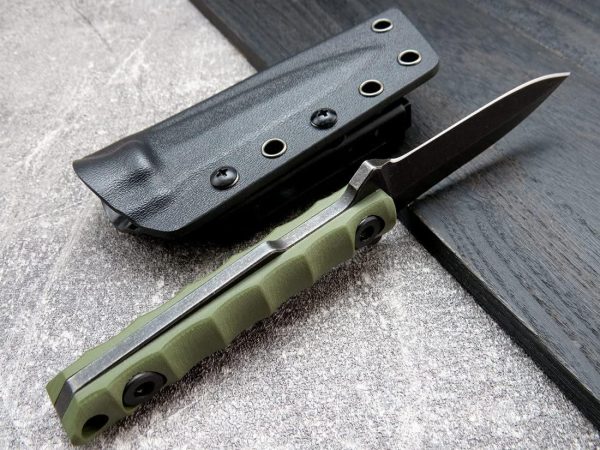 bbb1312321 (4) DE025 C1290 straight knife (black/green)Double-edged Knife G10 Handle K Scabbard