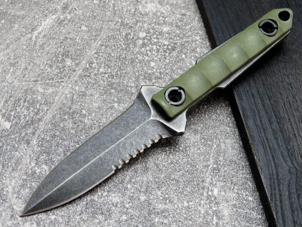 bbb1312321 (5) DE025 C1290 straight knife (black/green)Double-edged Knife G10 Handle K Scabbard