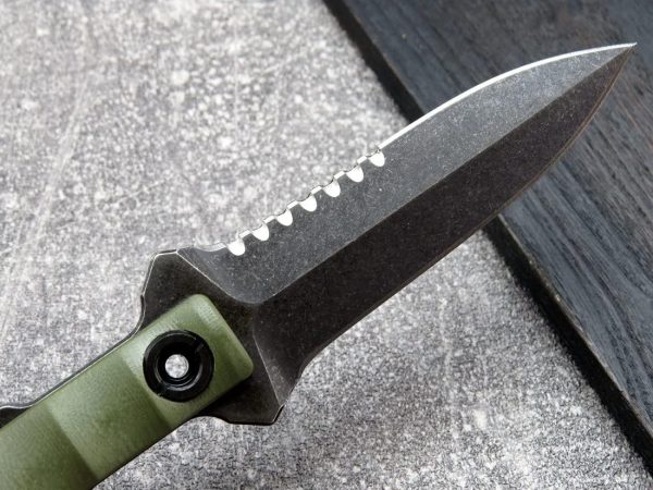 bbb1312321 (7) DE025 C1290 straight knife (black/green)Double-edged Knife G10 Handle K Scabbard