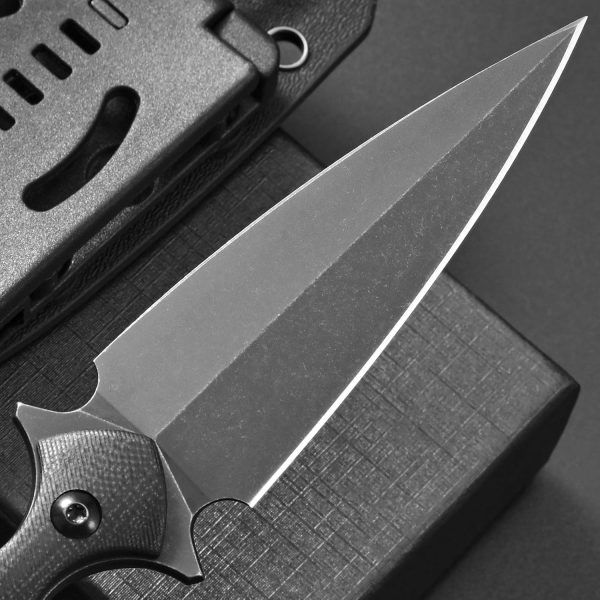 bbb2346 (1) DE026 C1292 (black/green/brown)Double-edged Knife G10 Handle K Scabbard