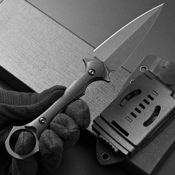 bbb2346 (2) DE026 C1292 (black/green/brown)Double-edged Knife G10 Handle K Scabbard