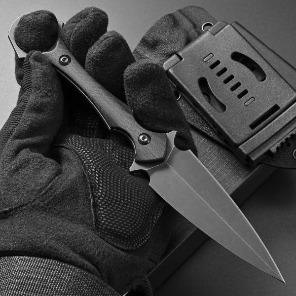 bbb2346 (3) DE026 C1292 (black/green/brown)Double-edged Knife G10 Handle K Scabbard