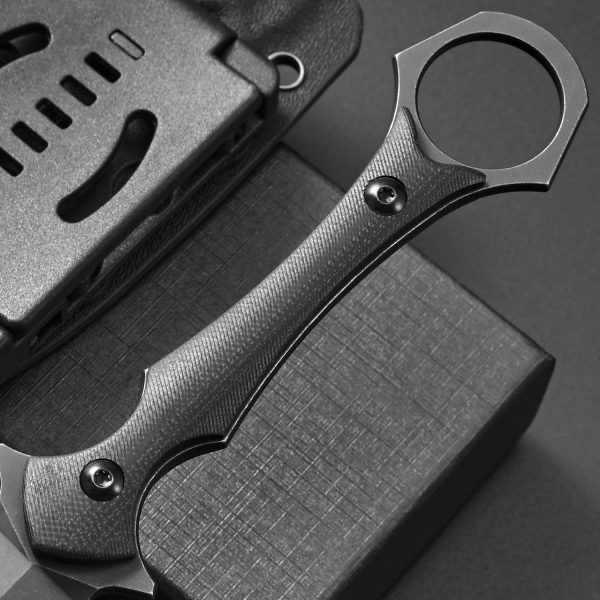 bbb2346 (5) DE026 C1292 (black/green/brown)Double-edged Knife G10 Handle K Scabbard