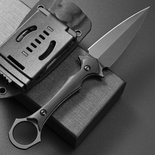 bbb2346 (7) DE026 C1292 (black/green/brown)Double-edged Knife G10 Handle K Scabbard