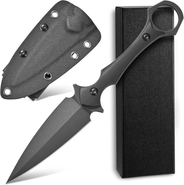 bbb2346 (8) DE026 C1292 (black/green/brown)Double-edged Knife G10 Handle K Scabbard