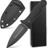 blk12365 (1) DE027 ST13 (black/silver) Double-edged Knife G10 Handle K Scabbard