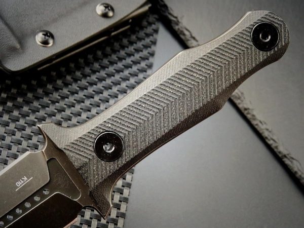 blk12365 (2) DE027 ST13 (black/silver) Double-edged Knife G10 Handle K Scabbard