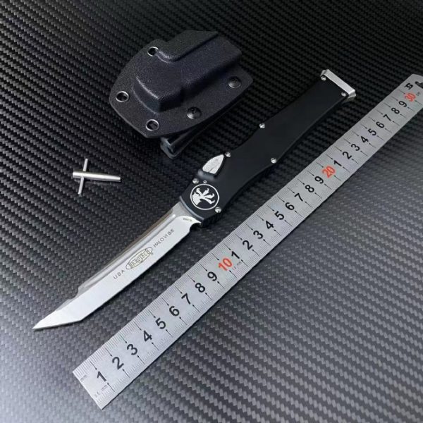 blk132623 (2) ZC018 Halo 6 (Black Handle)OTF Knife aluminum alloy handle K Scabbard