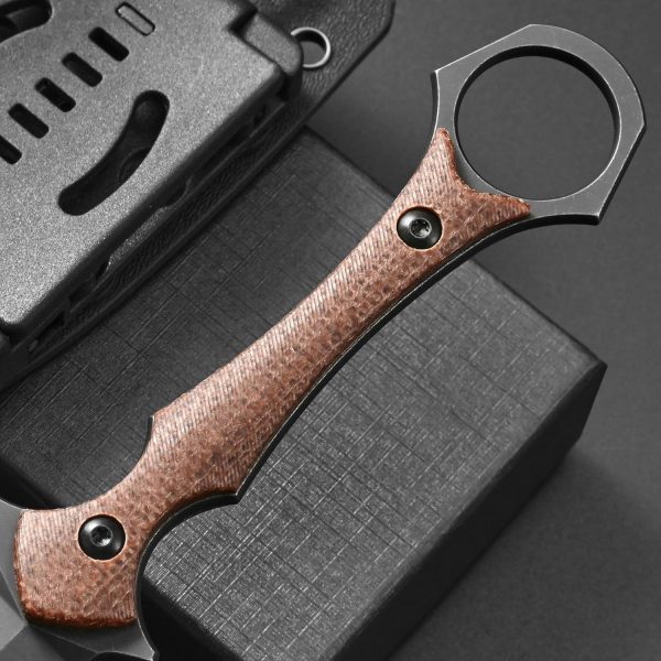 ccc2658 (3) DE026 C1292 (black/green/brown)Double-edged Knife G10 Handle K Scabbard