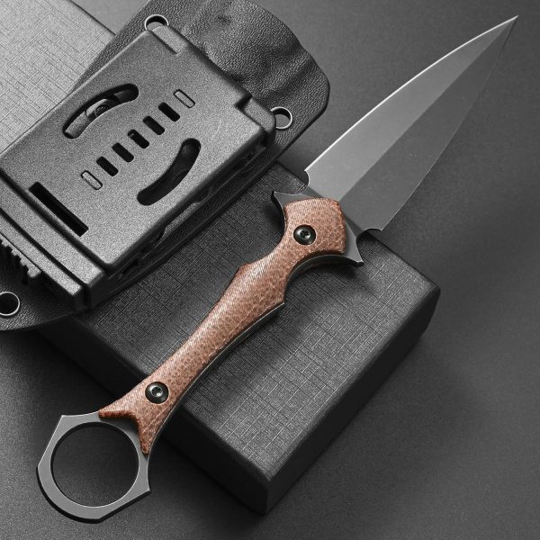 ccc2658 (4) DE026 C1292 (black/green/brown)Double-edged Knife G10 Handle K Scabbard