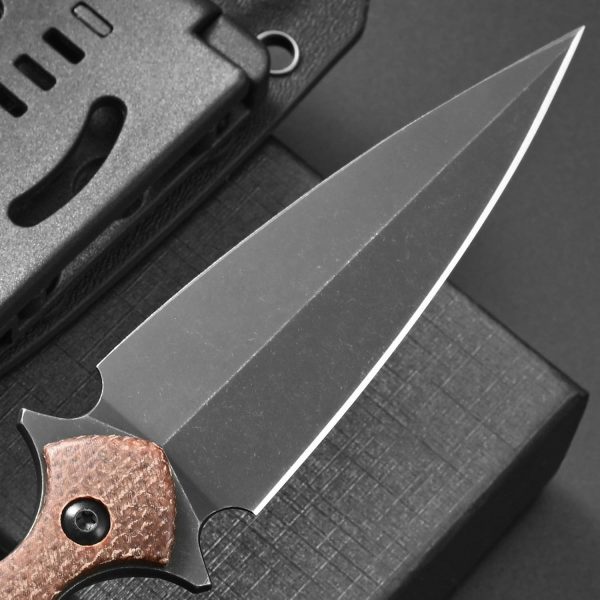 ccc2658 (6) DE026 C1292 (black/green/brown)Double-edged Knife G10 Handle K Scabbard