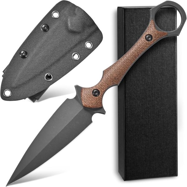 ccc2658 (8) DE026 C1292 (black/green/brown)Double-edged Knife G10 Handle K Scabbard