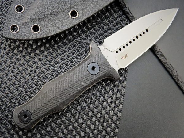 sil12532 (3) DE027 ST13 (black/silver) Double-edged Knife G10 Handle K Scabbard