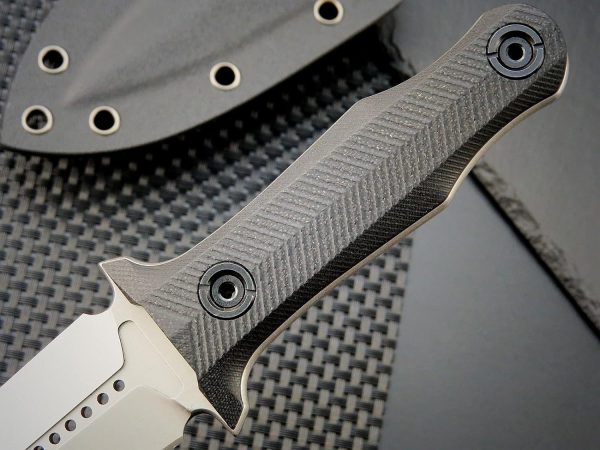 sil12532 (6) DE027 ST13 (black/silver) Double-edged Knife G10 Handle K Scabbard