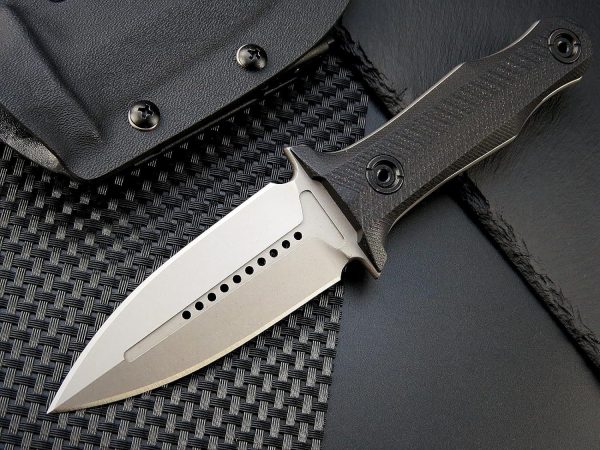 sil12532 (7) DE027 ST13 (black/silver) Double-edged Knife G10 Handle K Scabbard