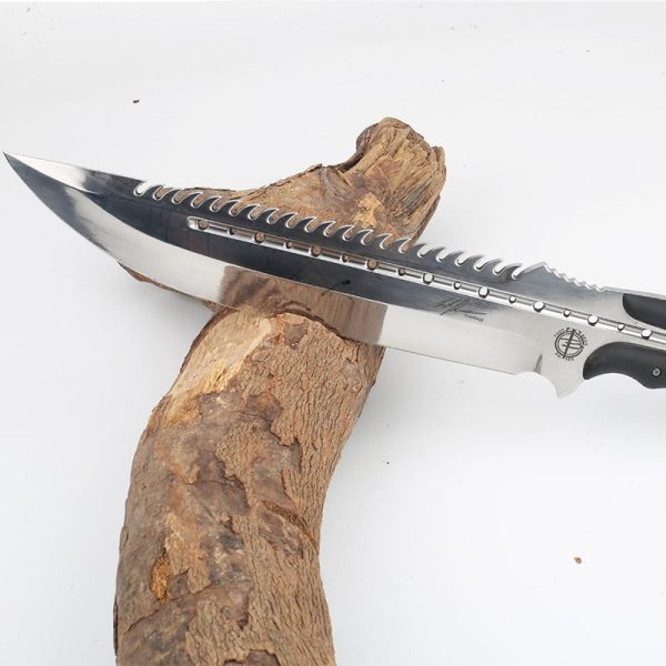 主图 03 LS093 Tuode Straight backed Dragon Long Fixed Blade Knife G10 Handle Leather Sheath