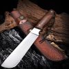 主图-2 LS096 troubleshooting Long Fixed Blade Knife Wooden Handle Leather Sheath