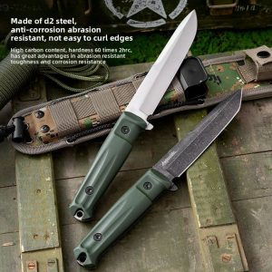 SS159 Crown (Black Blade/Blade)Short Fixed Blade Knife G10 Handle Nylon cloth knife cover