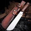 主图-3 LS096 troubleshooting Long Fixed Blade Knife Wooden Handle Leather Sheath
