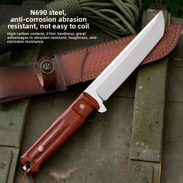 主图-4 SS161 Extreme Military Sanctions Short Fixed Blade Knife Wooden Handle Leather Sheath