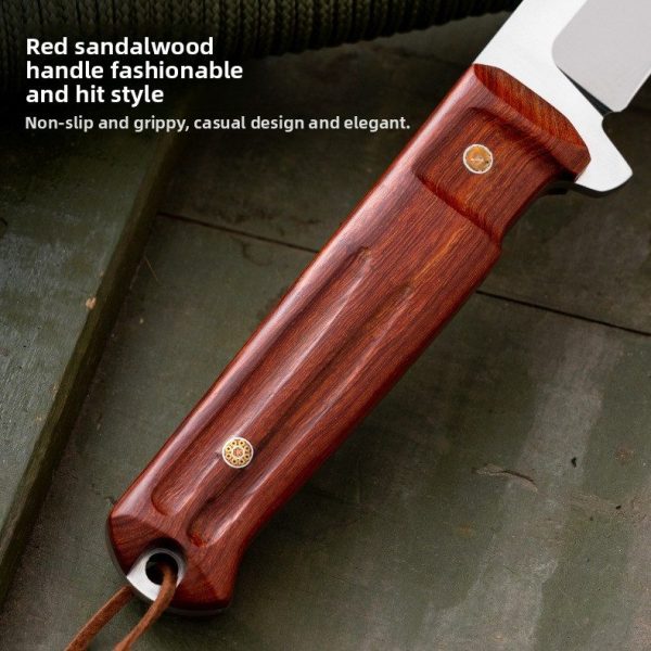 主图-6 SS161 Extreme Military Sanctions Short Fixed Blade Knife Wooden Handle Leather Sheath