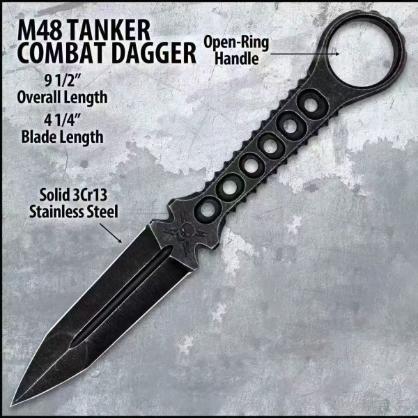 DE029 M48 double-edged Black stone washed steel K Scabbard