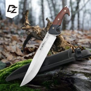 LS106 The woodcutter Long Fixed Blade Knife Redwood handle Leather Sheath