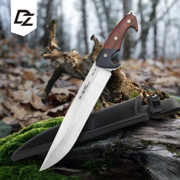 图 1 LS106 The woodcutter Long Fixed Blade Knife Redwood handle Leather Sheath