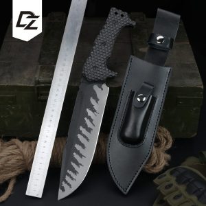 LS107 Miller M28 Long Fixed Blade Knife G10 Handle Leather Sheath