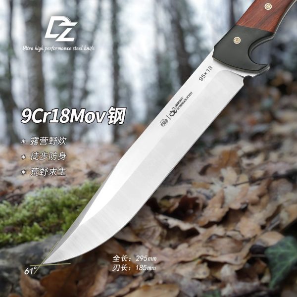 图 2 LS106 The woodcutter Long Fixed Blade Knife Redwood handle Leather Sheath
