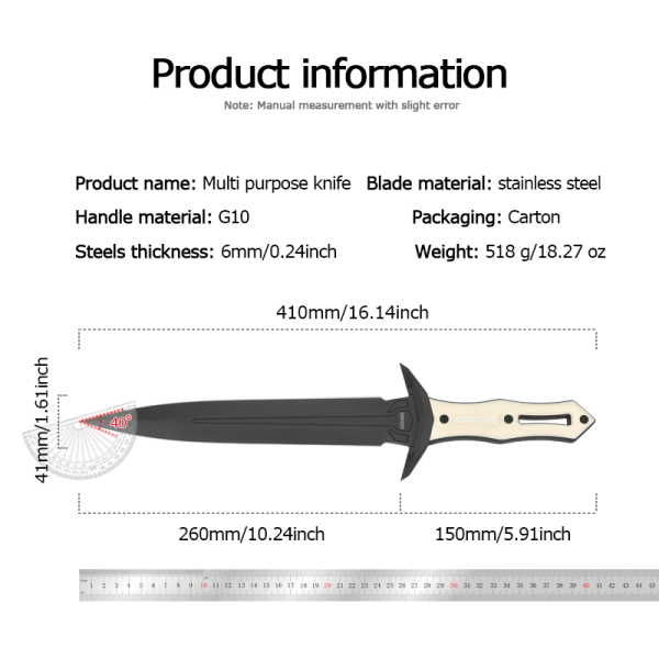 图 2 英 DE028 YYQ Lake Women's Sword Double-edged Knife G10 Handle K Scabbard