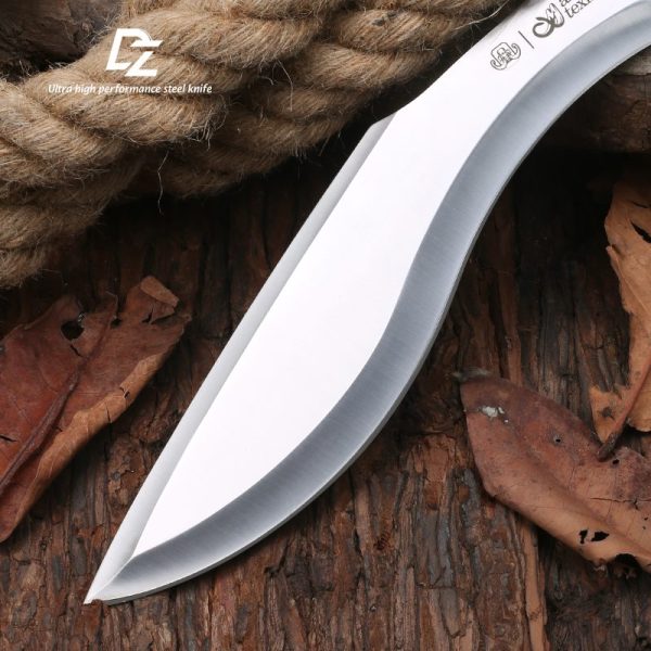 图 3 GT028 Red Big Dog Curved Knife Wooden Handle Leather Sheath